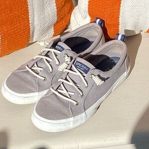Women's Sperry, Pier Wave LTT Sneaker gray canvas size 8.5